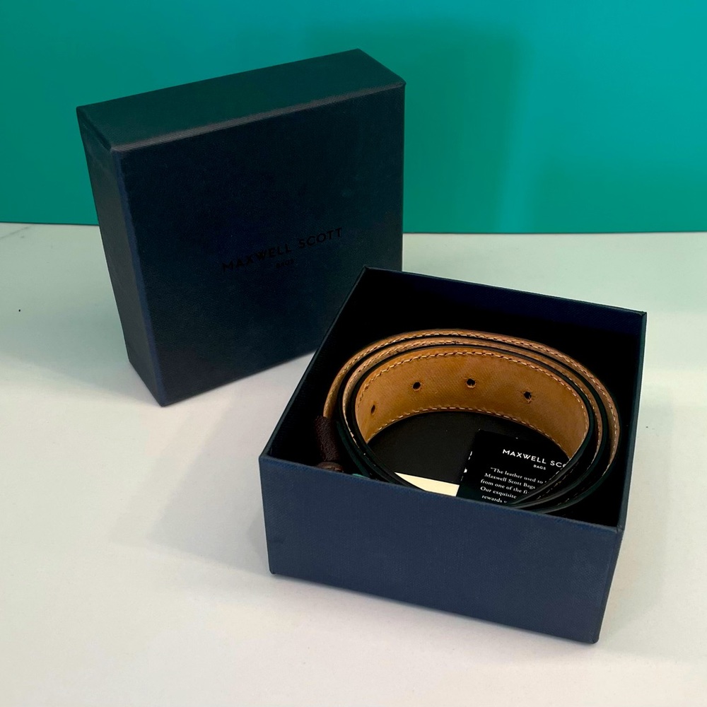 Maxwell Scott Italian Leather Belt in Dark Brown 34” NIB